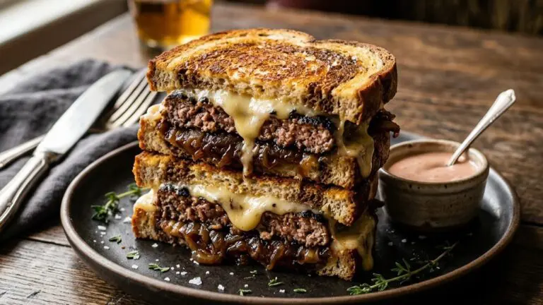 Stunning plated serving of My Way” Patty Melt, a chef-tested recipe by Chef Jorj Morgan.
