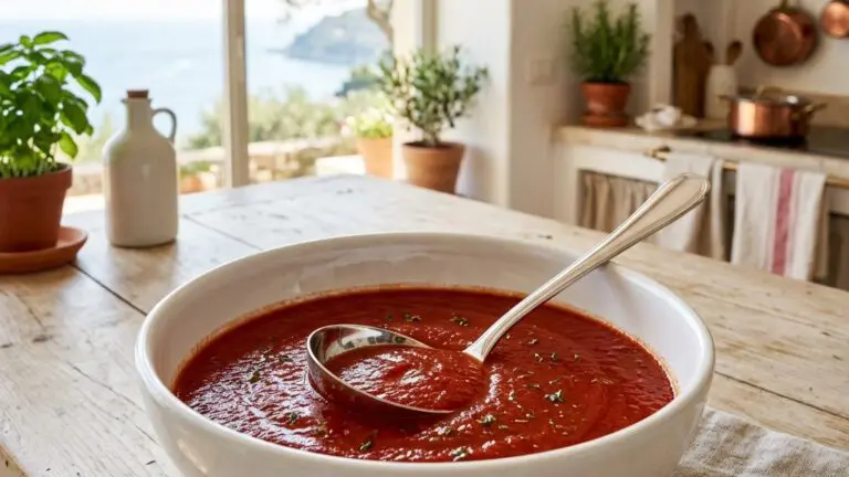 Stunning plated serving of Pizza Sauce, a chef-tested recipe by Chef Jorj Morgan.