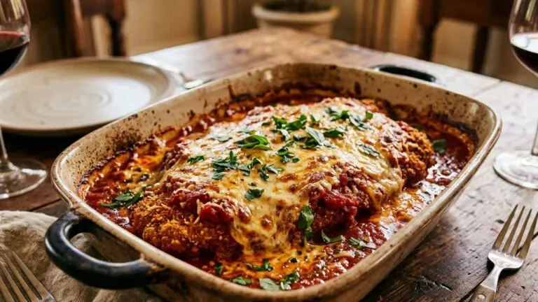 Stunning plated serving of Pork Parmesan, a chef-tested recipe by Chef Jorj Morgan.