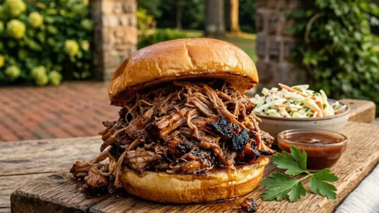 Stunning plated serving of Pulled Pork, a chef-tested recipe by Chef Jorj Morgan.