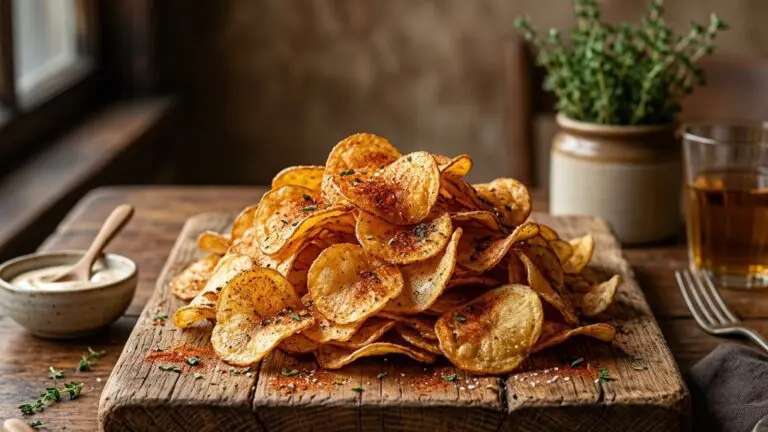 Stunning plated serving of Spiced-Up Potato Chips, a chef-tested recipe by Chef Jorj Morgan.