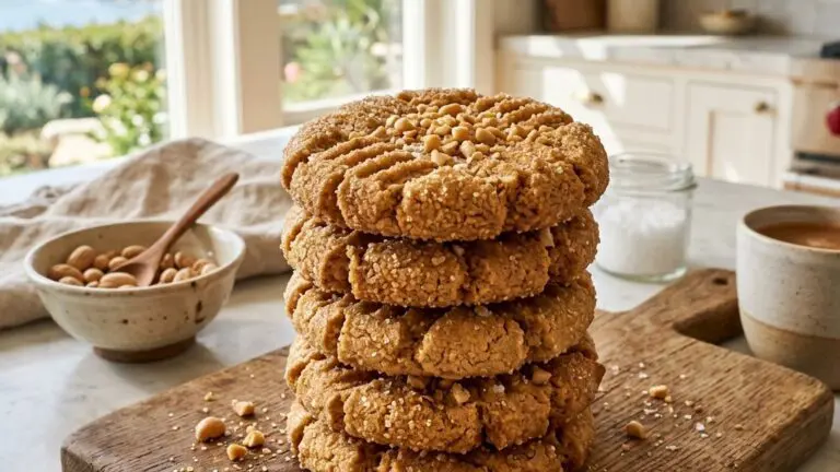 Stunning plated serving of Sugar-Sprinkled Peanut Butter Cookies, a chef-tested recipe by Chef Jorj Morgan.