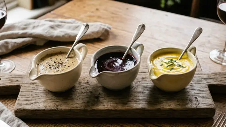 Stunning plated serving of Triple-Play Sauces: Three Yummy Steak Sauces, a chef-tested recipe by Chef Jorj Morgan.