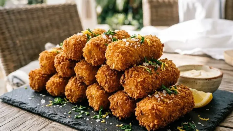 Stunning plated serving of Tuna Croquettes, a chef-tested recipe by Chef Jorj Morgan.