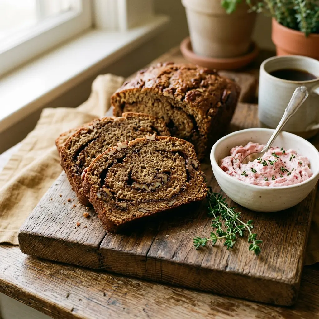 Chef tested Cinnamon-Nut Bread with Strawberry-Thyme Schmear recipe by Chef Jorj Morgan