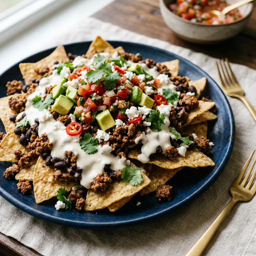 Chef tested Beef and Black Bean Nachos with Goat Cheese Sauce recipe by Chef Jorj Morgan