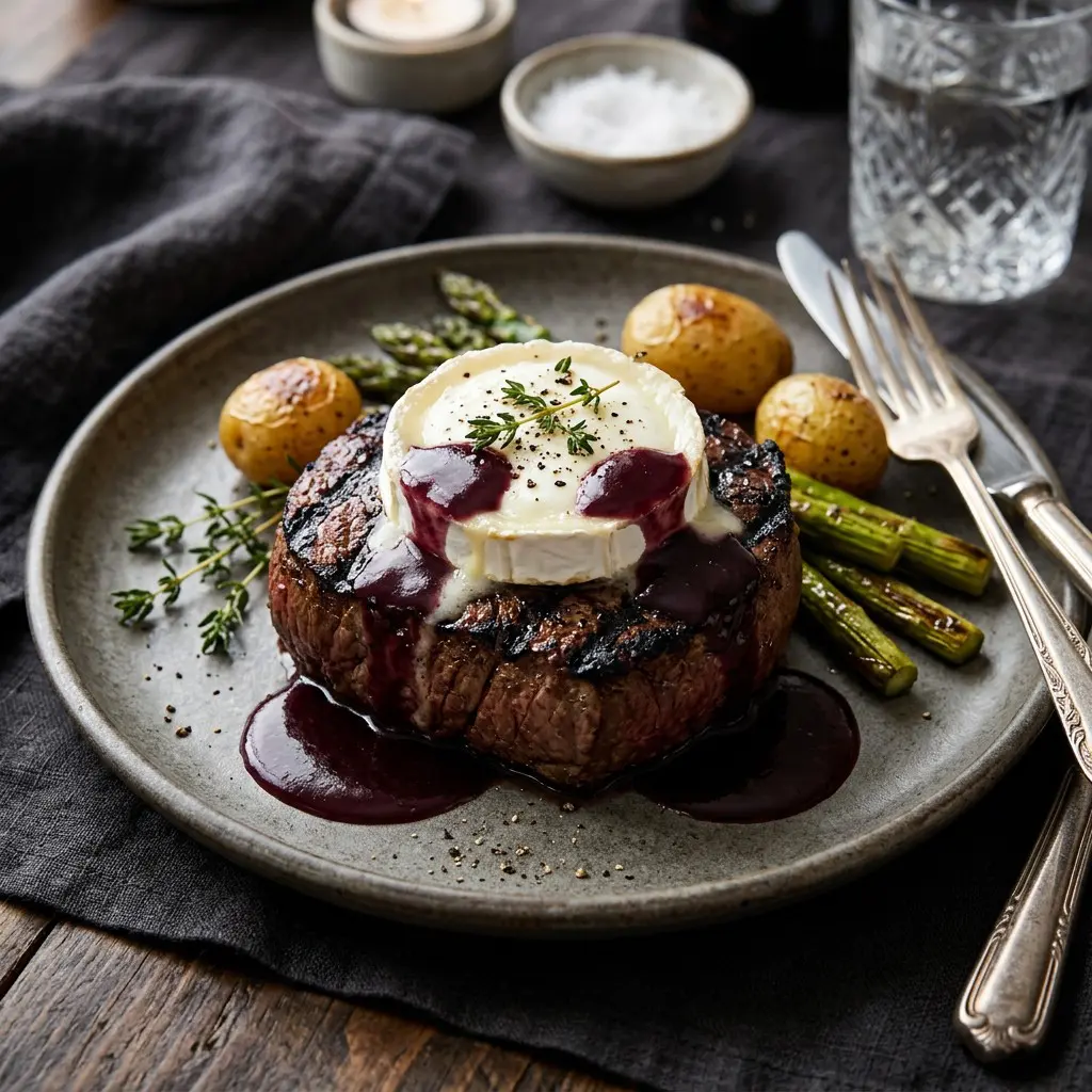 Chef tested Grilled Tenderloin Steaks with Goat Cheese and Red Wine Reduction recipe by Chef Jorj Morgan