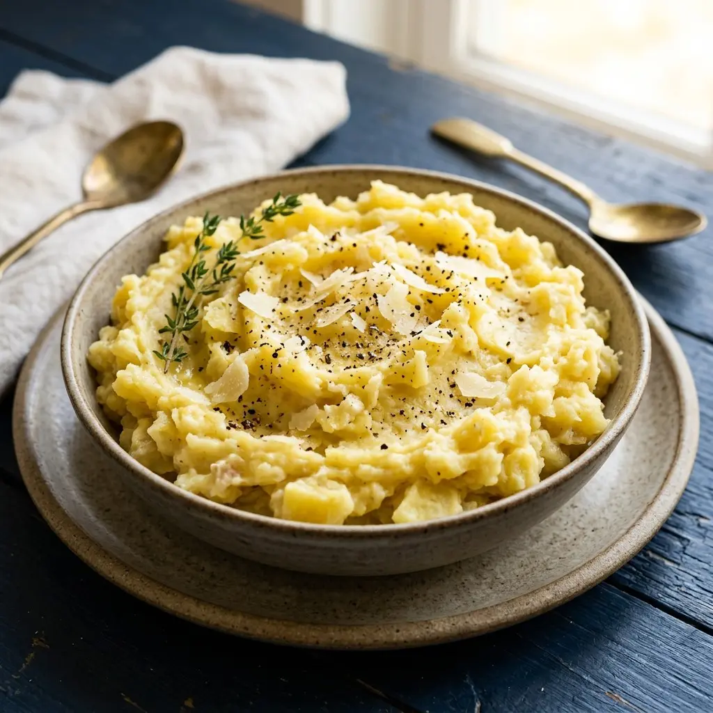 Chef tested Creamy Smashed Parmesan Potatoes with Roasted Garlic recipe by Chef Jorj Morgan