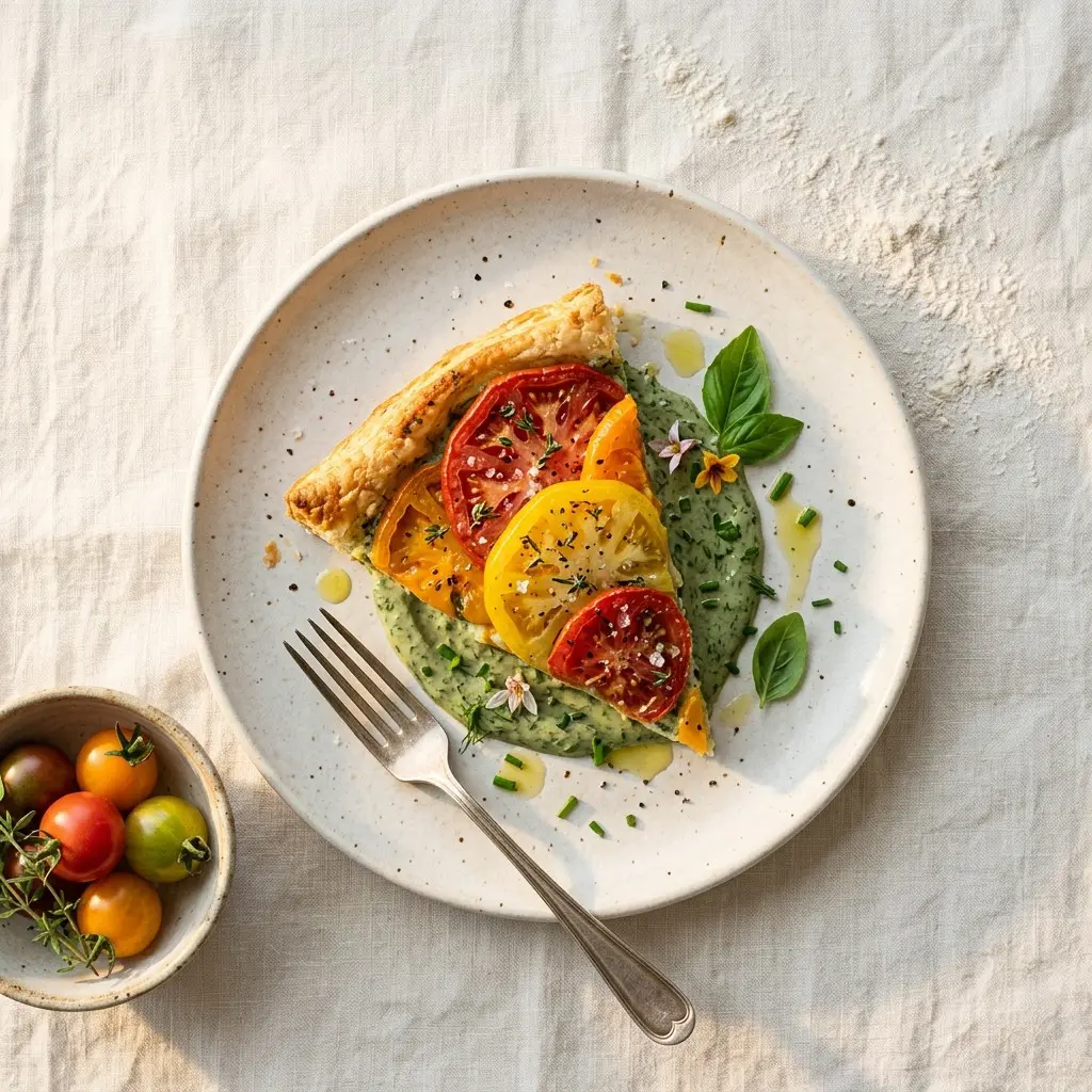 Chef tested Heirloom Tomato Tart with Green Goddess Cream recipe by Chef Jorj Morgan