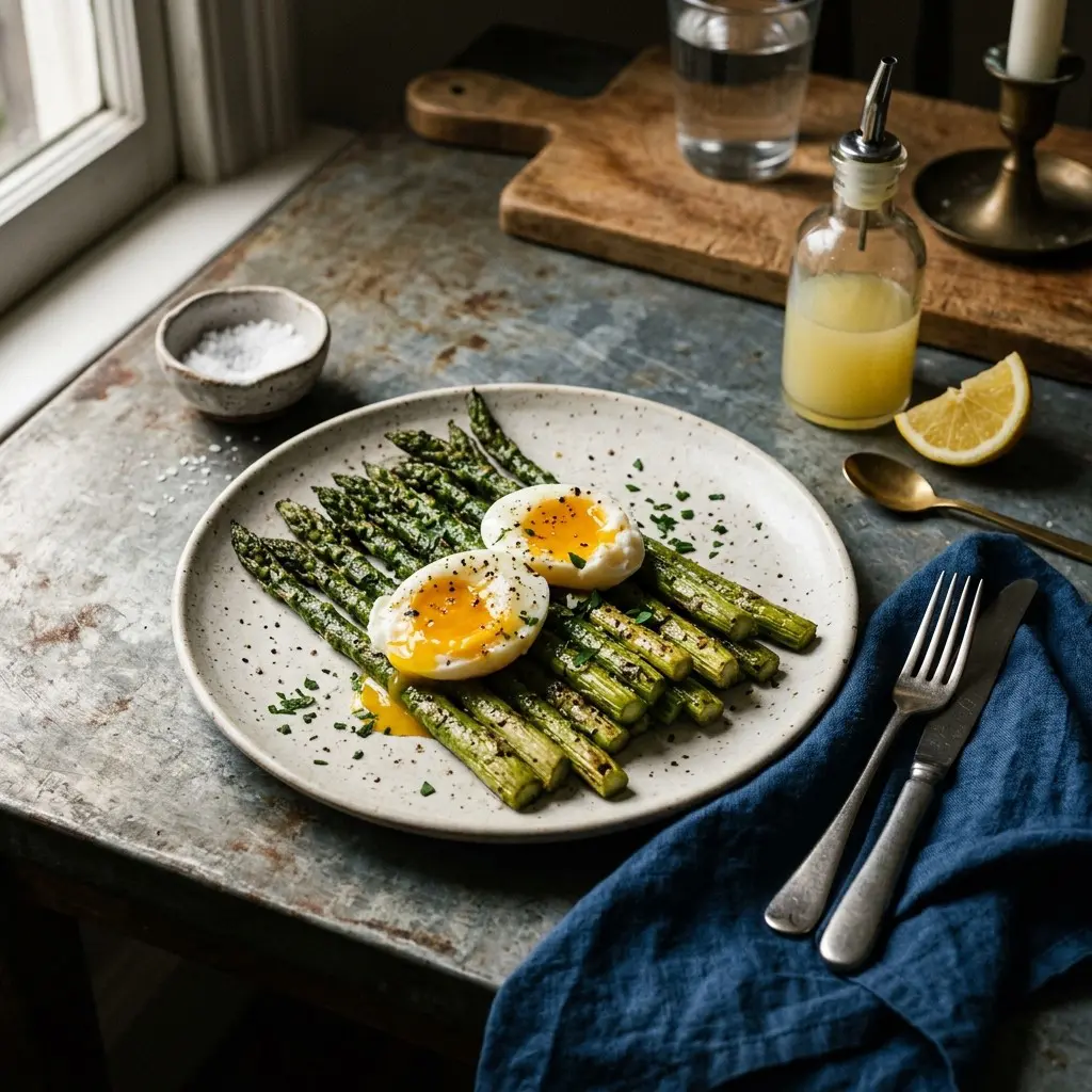 Chef tested Oven Baked Asparagus with Glazed Eggs recipe by Chef Jorj Morgan