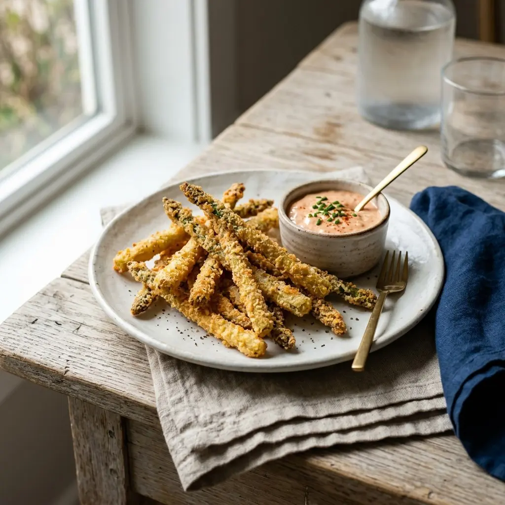 Chef tested Asparagus Fries with Thousand Island Dipping Sauce recipe by Chef Jorj Morgan