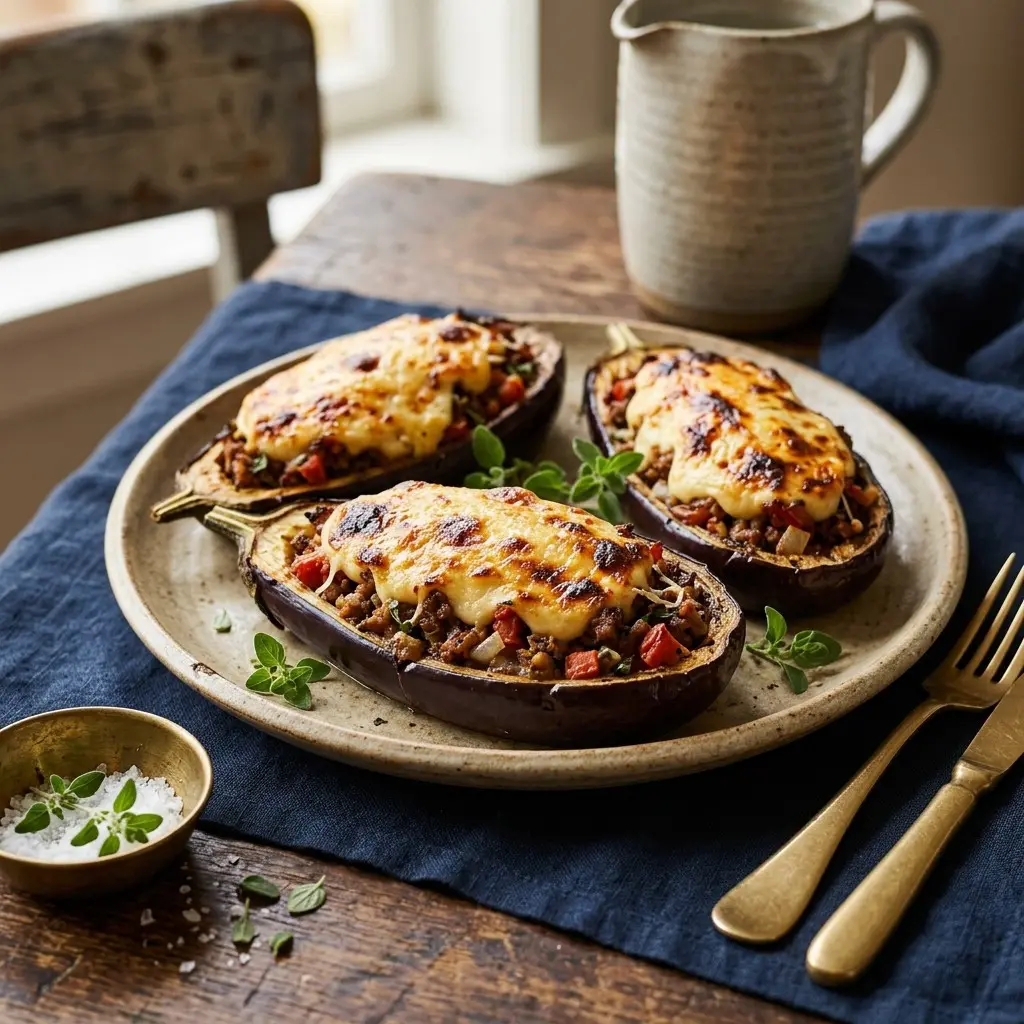 Chef tested Moussaka Stuffed Eggplant recipe by Chef Jorj Morgan