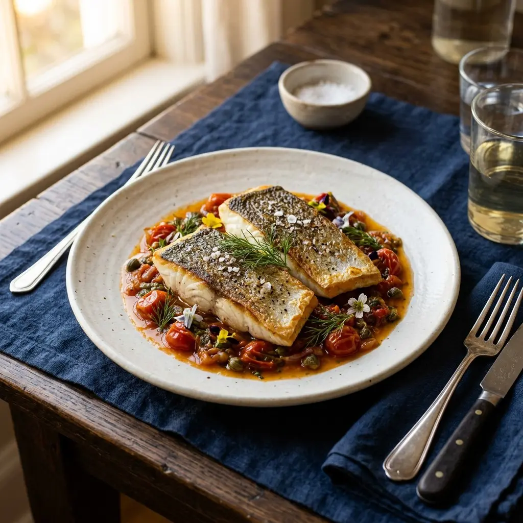 Chef tested Sea Bass with Pickled Pantry Sauce recipe by Chef Jorj Morgan