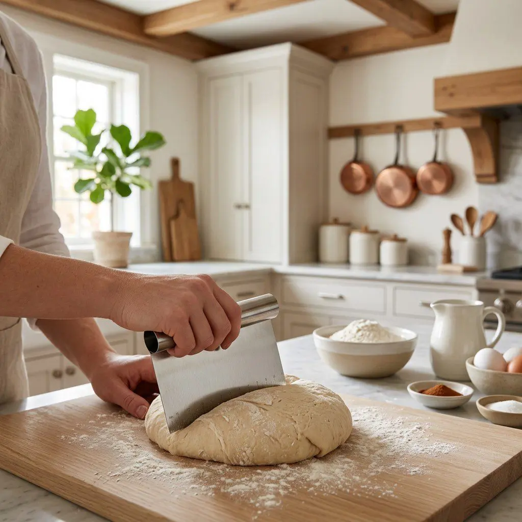 Home cook prepared steps for assembling and cooking Cinnamon-Nut Bread with Strawberry-Thyme Schmear.