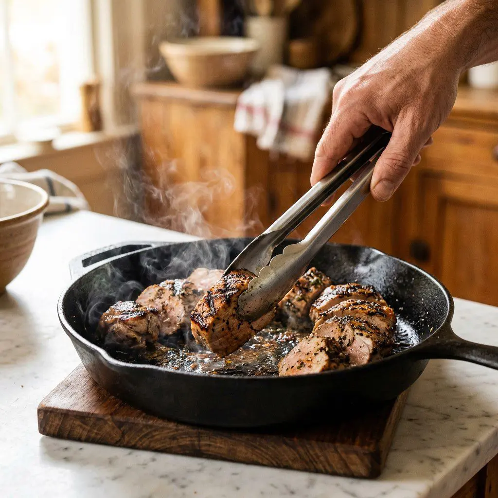 Home cook prepared steps for assembling and cooking Grilled Pork Tenderloins.