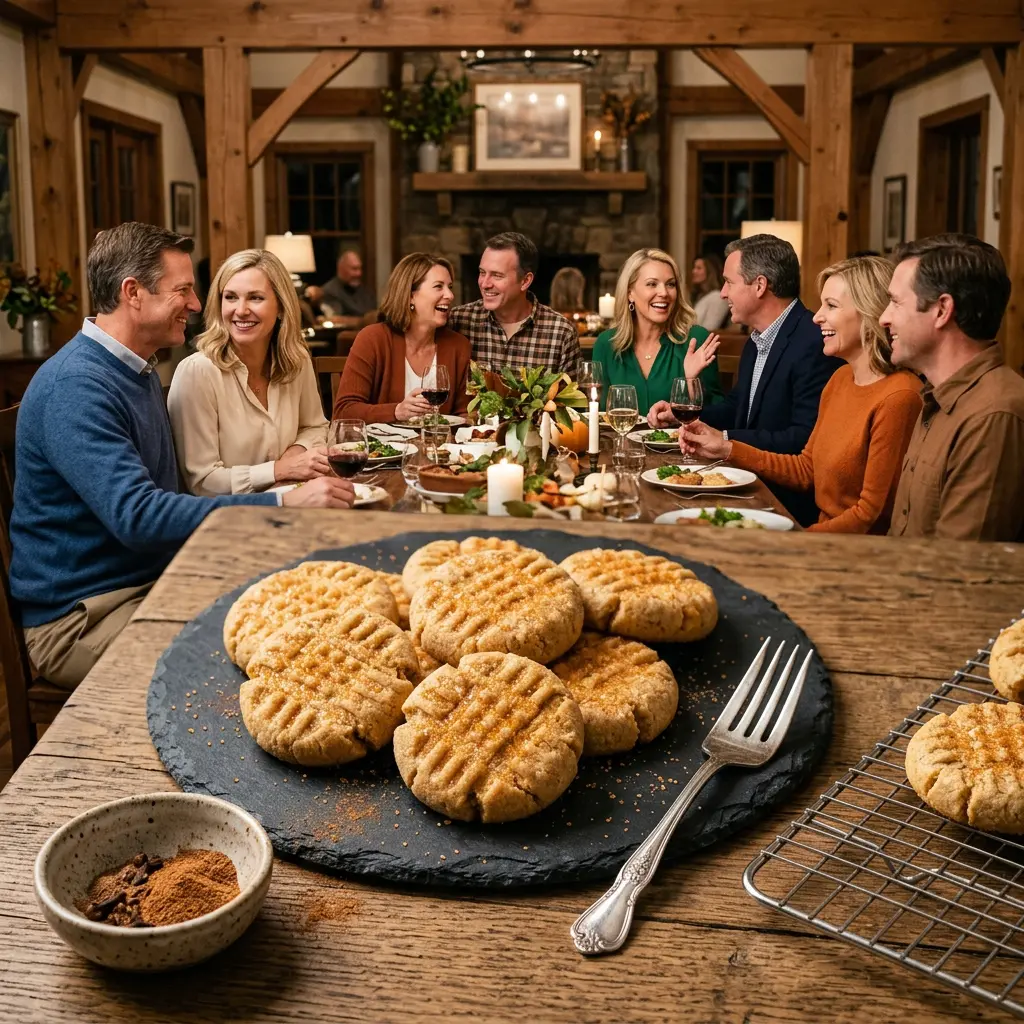 A gorgeous single-view lifestyle photo of freshly prepared Pumpkin Spice Shortbread.