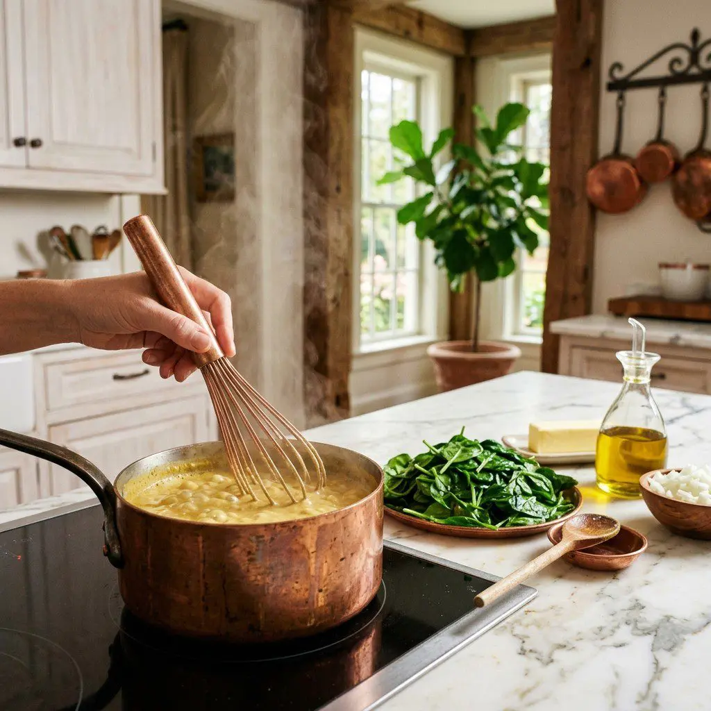 Home cook prepared steps for assembling and cooking Pistachio Crusted Tilapia with Sautéed Spinach and Creamy Coconut Curry Sauce.