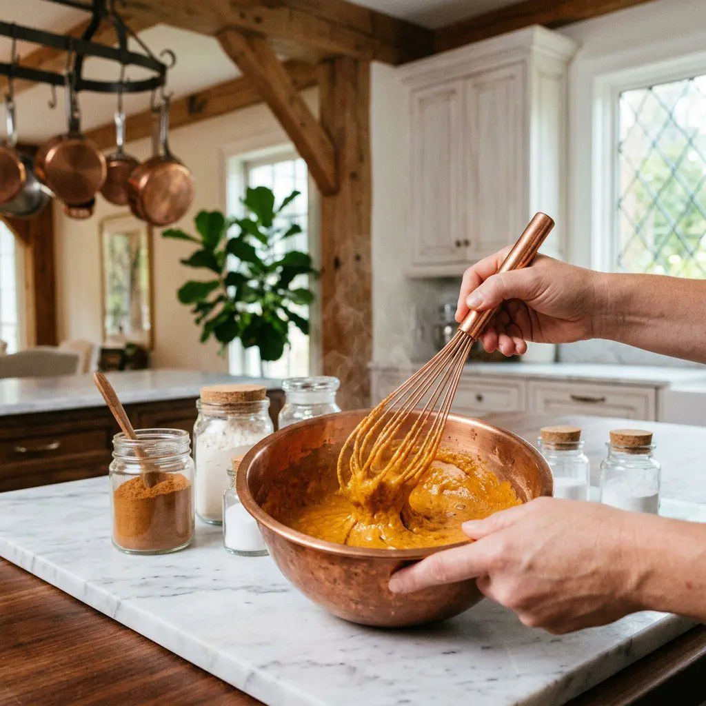 Home cook prepared steps for assembling and cooking Pumpkin Donuts.