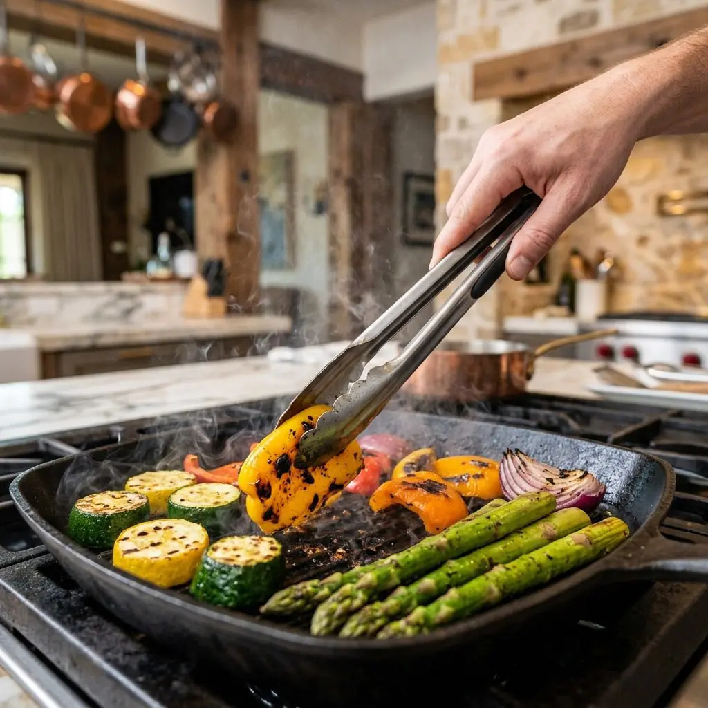 Home cook prepared steps for assembling and cooking Sunday Best Grilled Vegetables.
