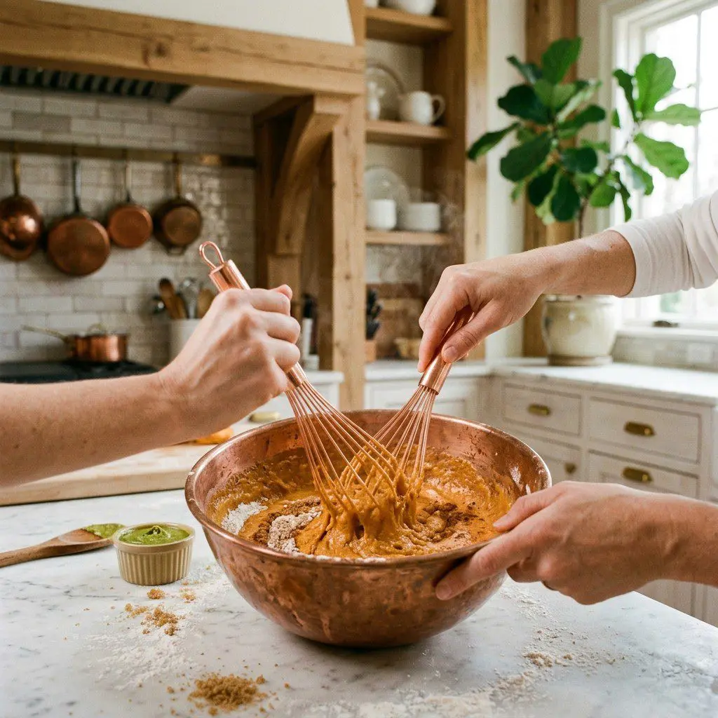 Home cook prepared steps for assembling and cooking Sweet Potato Biscuits with Pumpkin Pepita Butter.