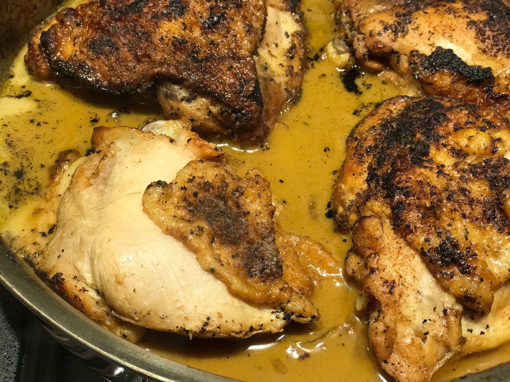 Mmmmm....chicken thighs simmering in a savory sauce...need I say more?