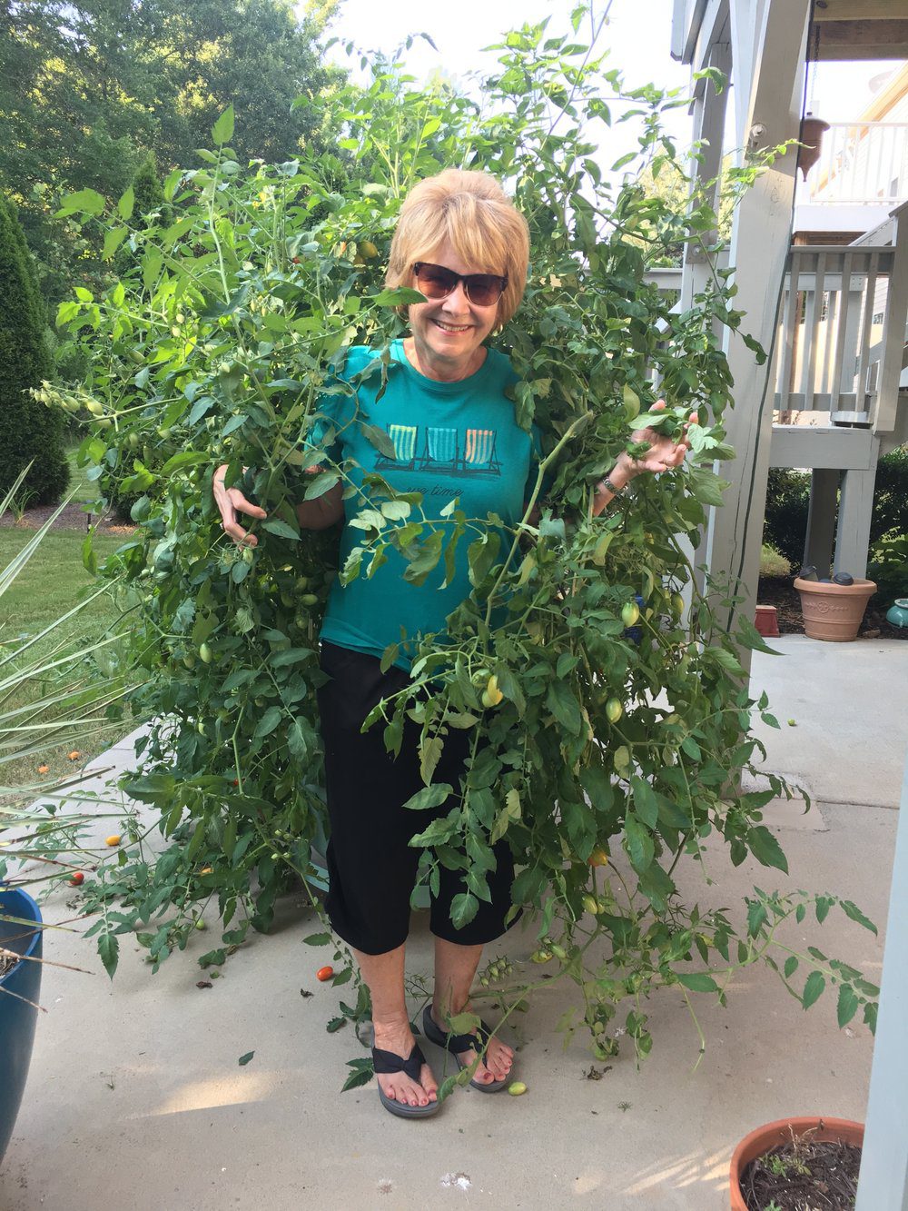 Donna Fox is happy in her garden, and why not? She