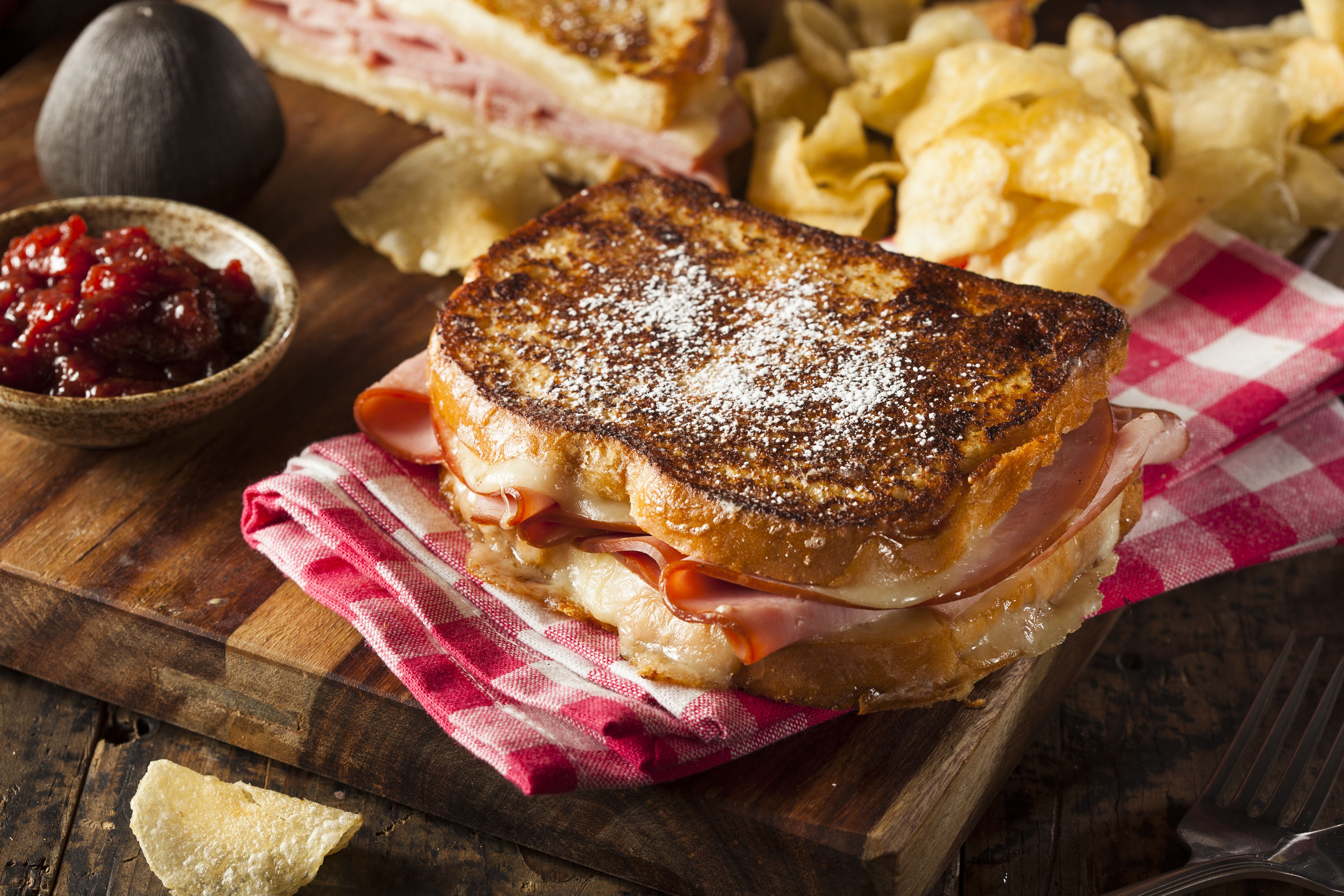 Homemade Monte Cristo Sandwich with Ham and Cheese