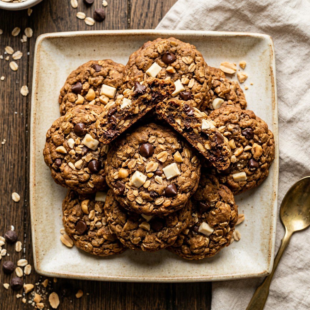Stunning plated serving of Peanut Butter Chunk Cookies, a chef-tested recipe by Chef Jorj Morgan.