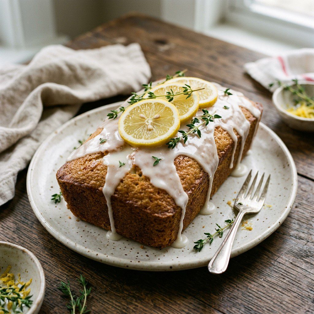 Stunning plated serving of Meyer Lemon Olive Oil Cake, a chef-tested recipe by Chef Jorj Morgan.