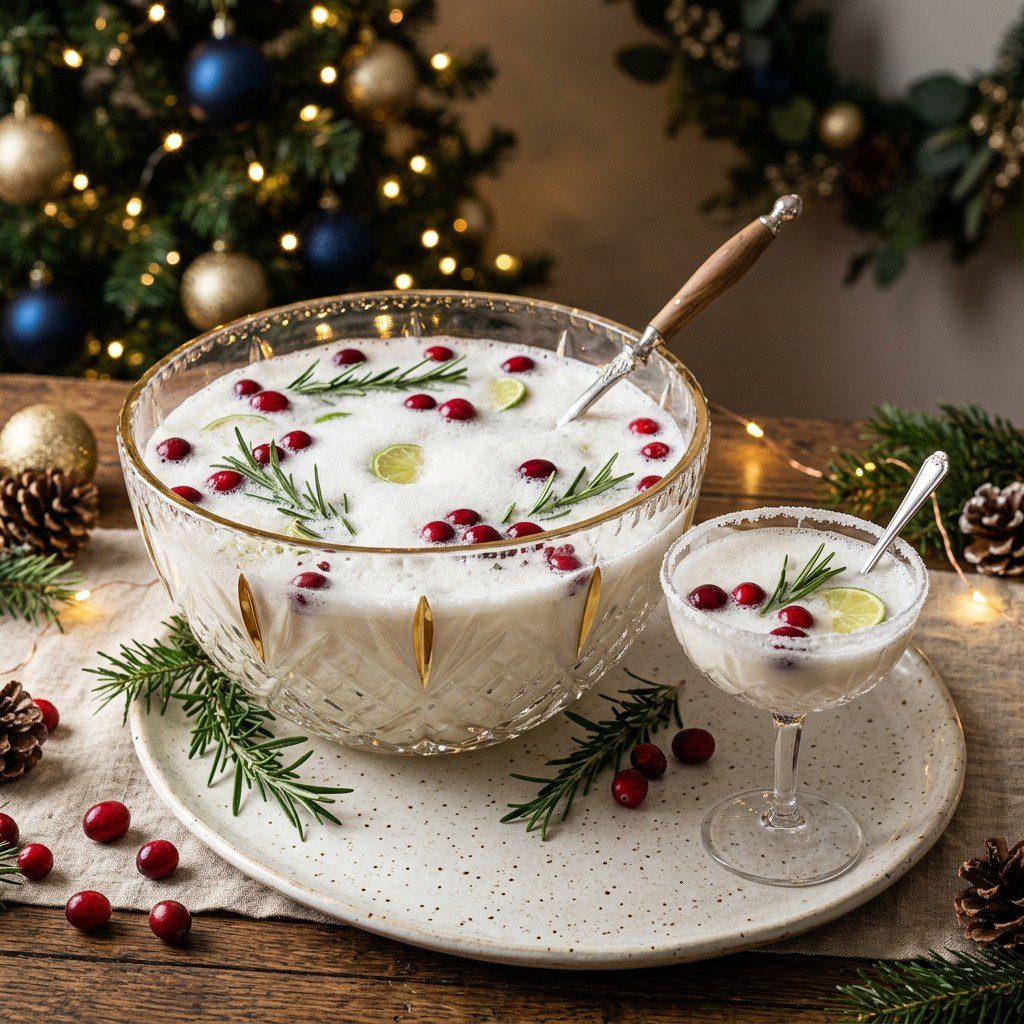 Stunning plated serving of Coconut Margarita Punch, a chef-tested recipe by Chef Jorj Morgan.