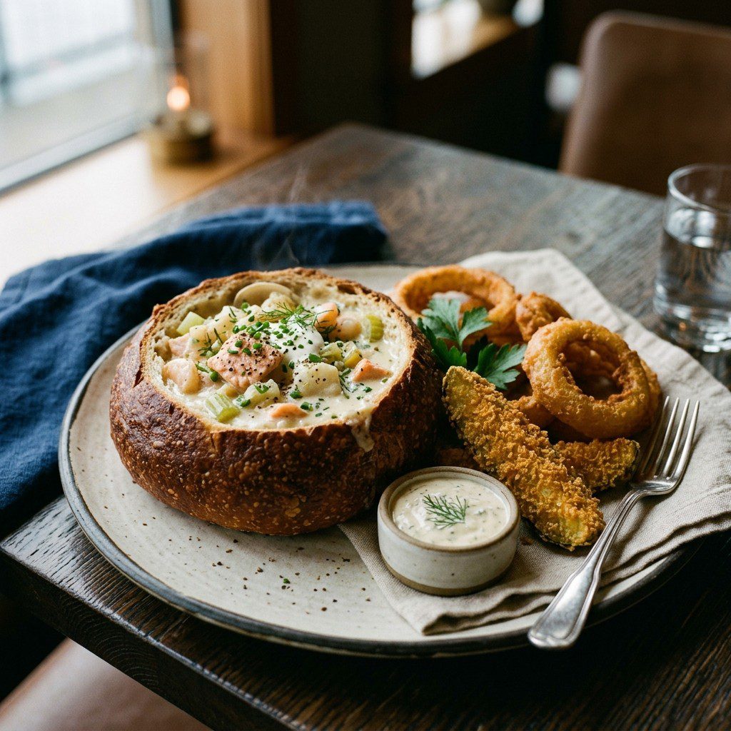 Stunning plated serving of The Coastal Championship Masterclass, a chef-tested recipe by Chef Jorj Morgan.