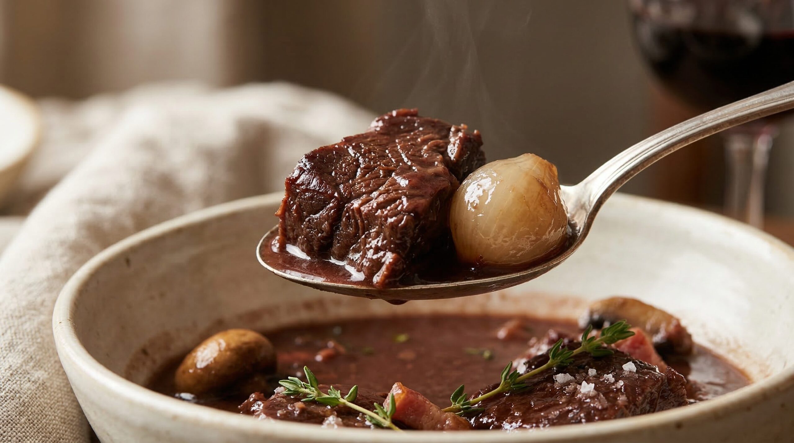 Beef Bourguignon being prepared