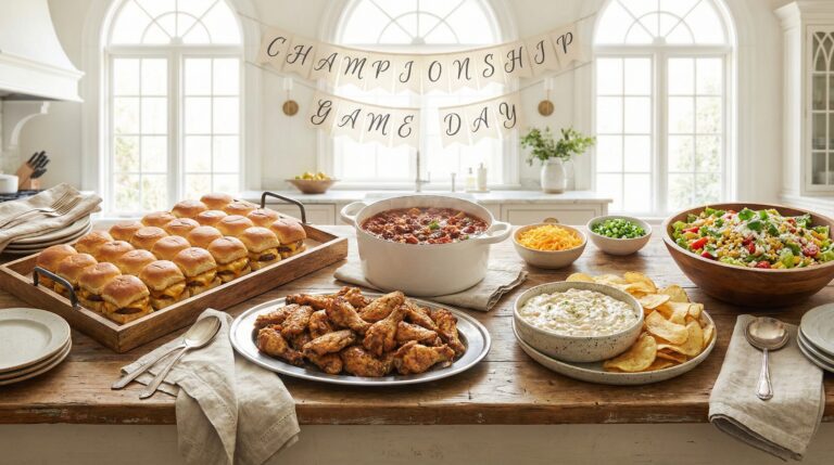 Stunning plated serving of Championship Game Day Spread, a chef-tested recipe by Chef Jorj Morgan.