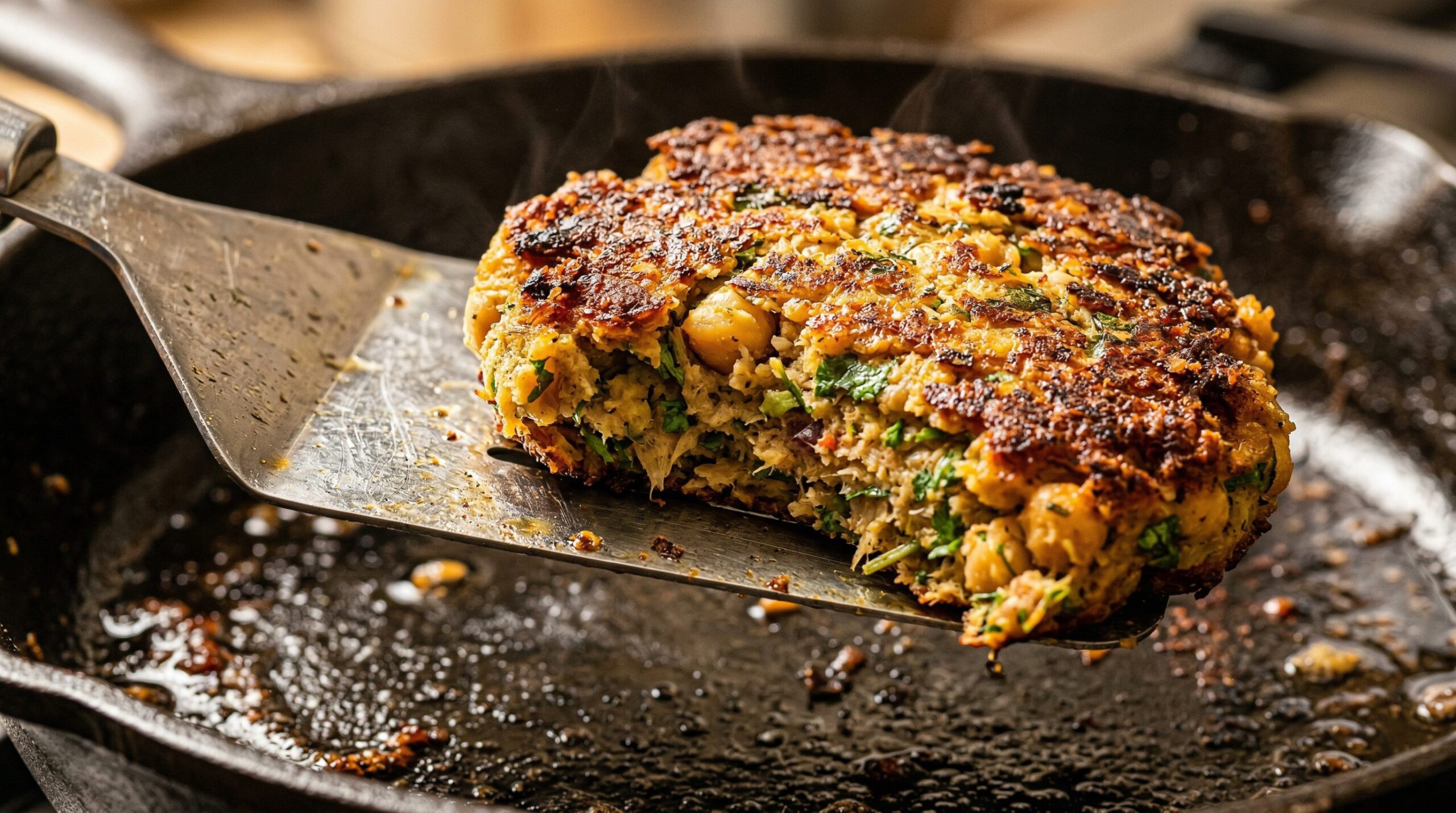 Chickpea Veggie Burgers being prepared