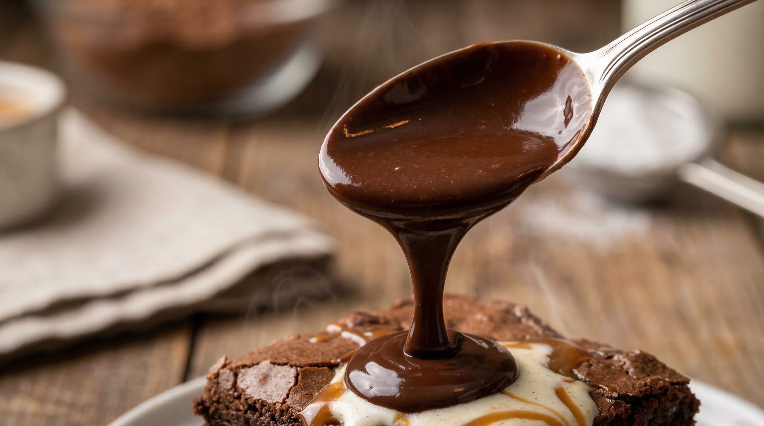 Rich Dark Chocolate Fudge Sauce being prepared