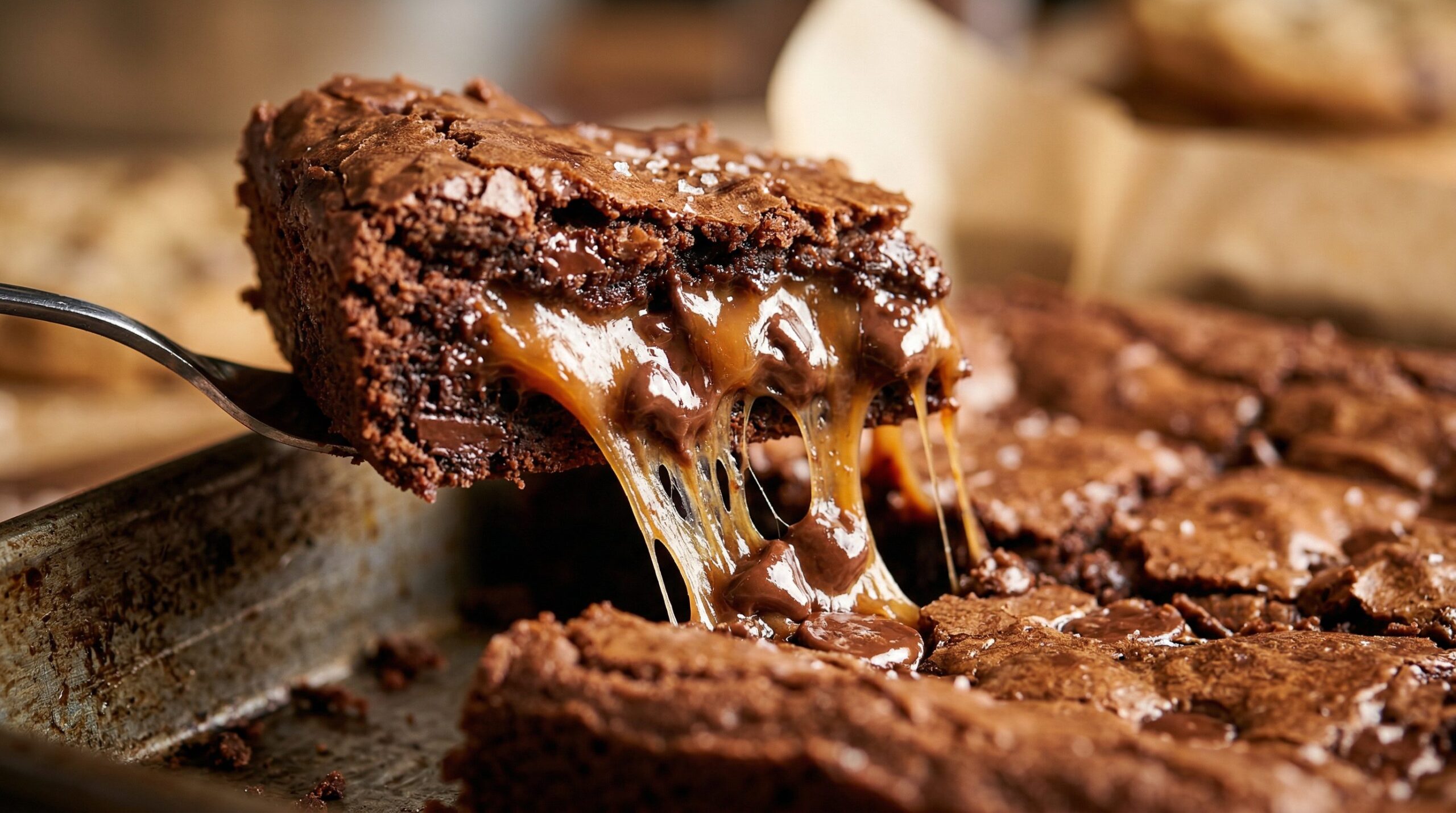 Caramel Toffee Cookie Dough Brownie Bars being prepared