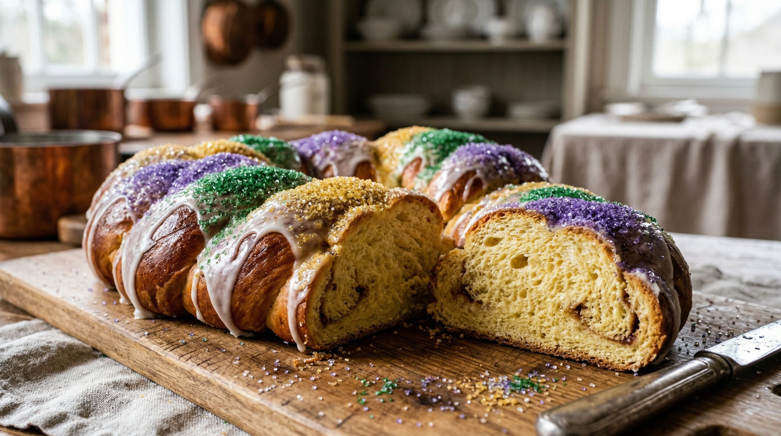 Stunning plated serving of Mardi Gras Bread, a chef-tested recipe by Chef Jorj Morgan.
