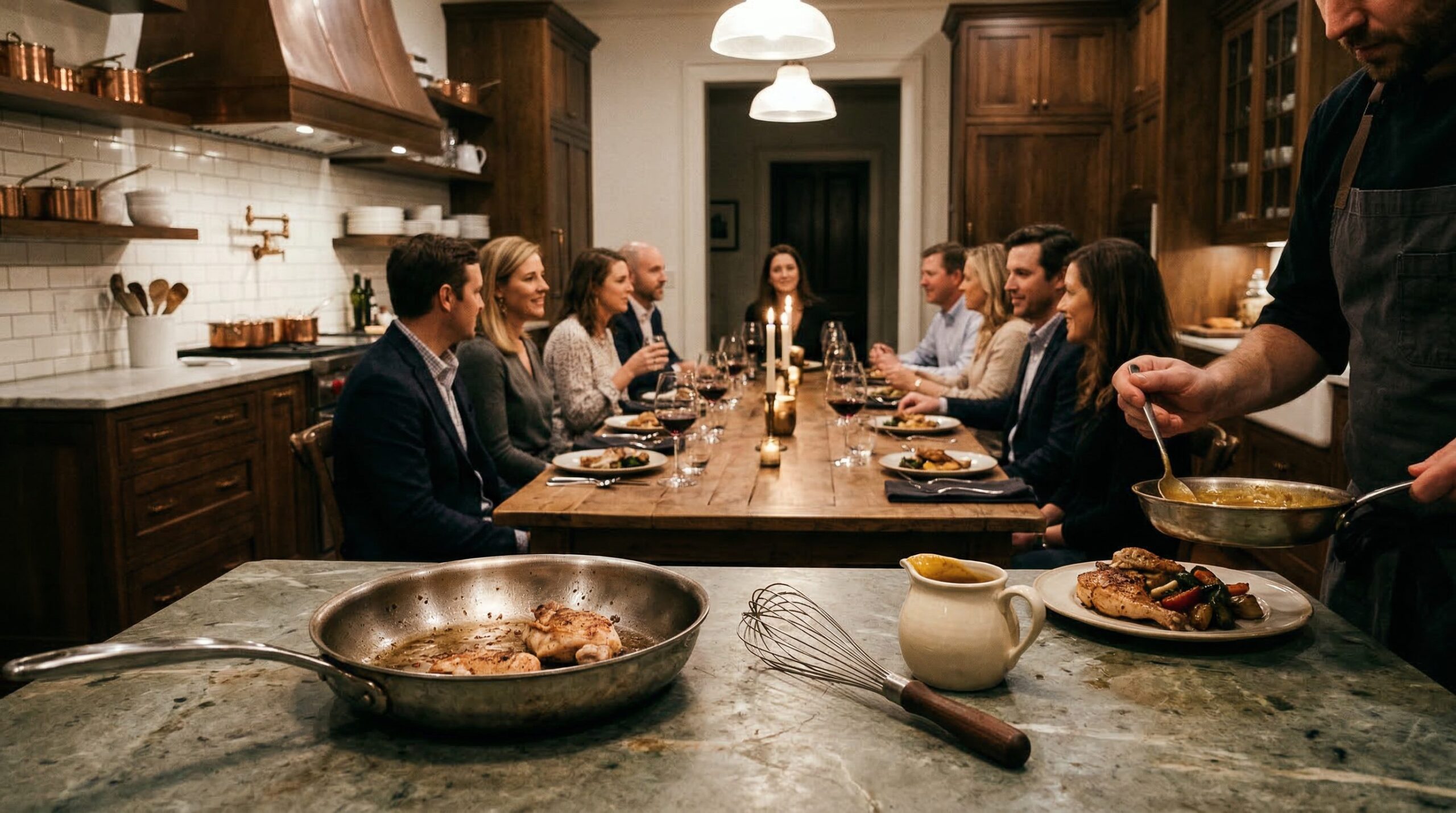 Master Pan Sauce: Quick Weeknight Sauce plated and served on an estate table