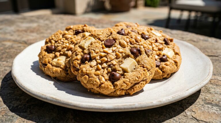 Stunning plated serving of Peanut Butter Chunk Cookies, a chef-tested recipe by Chef Jorj Morgan.