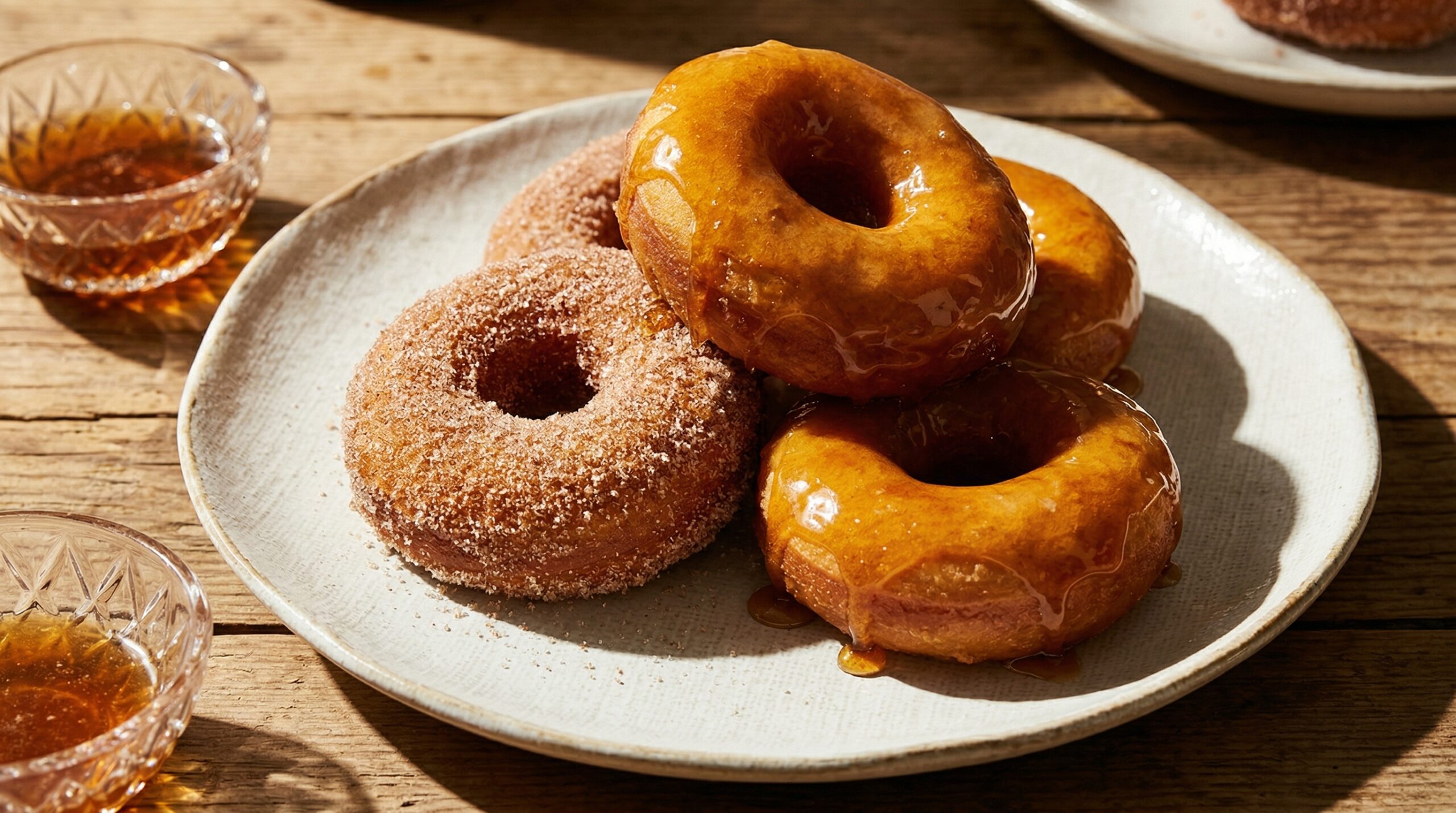 Stunning plated serving of Pumpkin-Spiced Donuts & Maple Glaze, a chef-tested recipe by Chef Jorj Morgan.