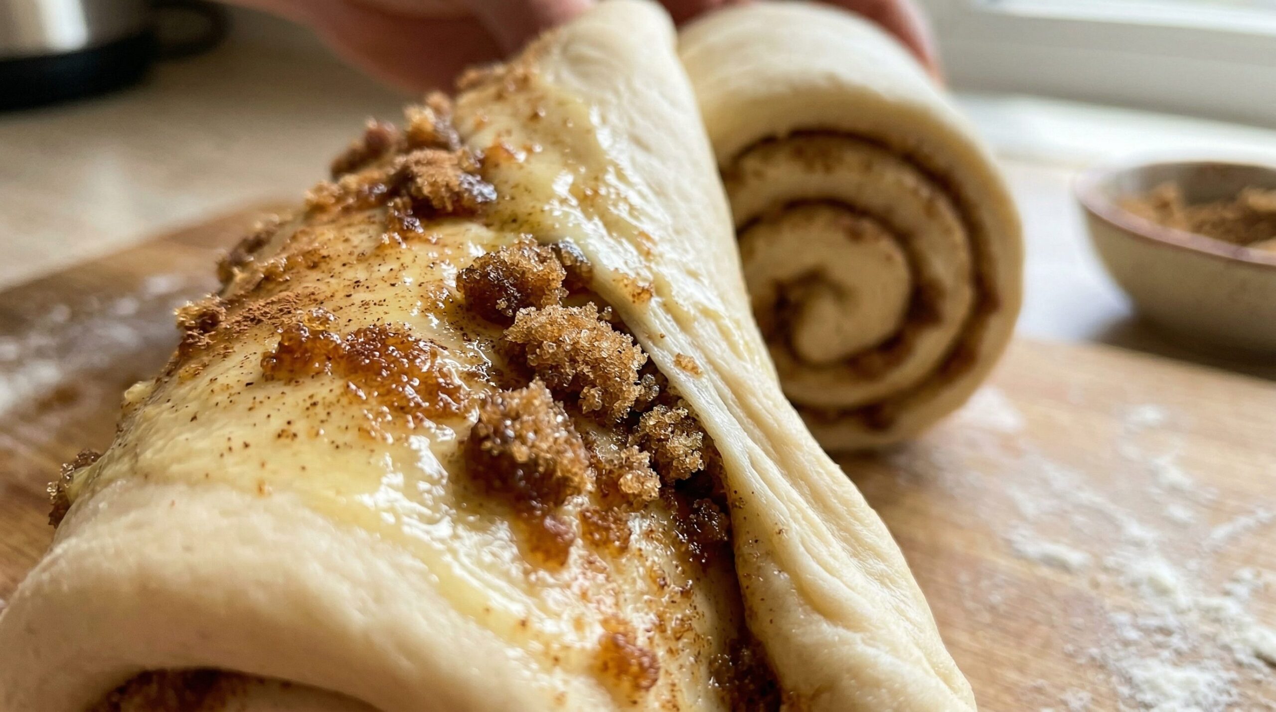Swirled Cinnamon Artisan Bread being prepared