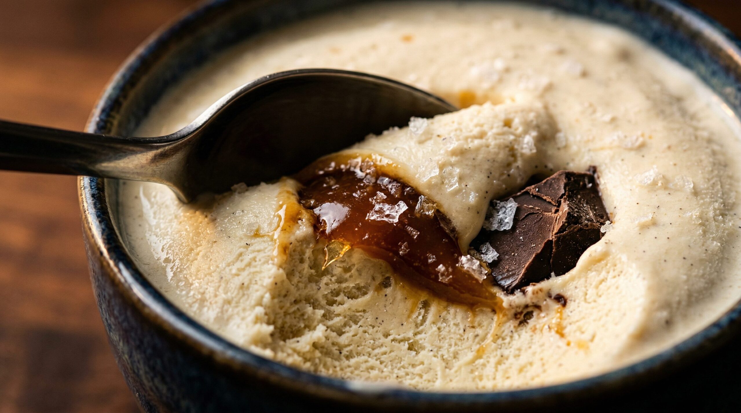 Salted Caramel Ice Cream with Chocolate Chunks being prepared