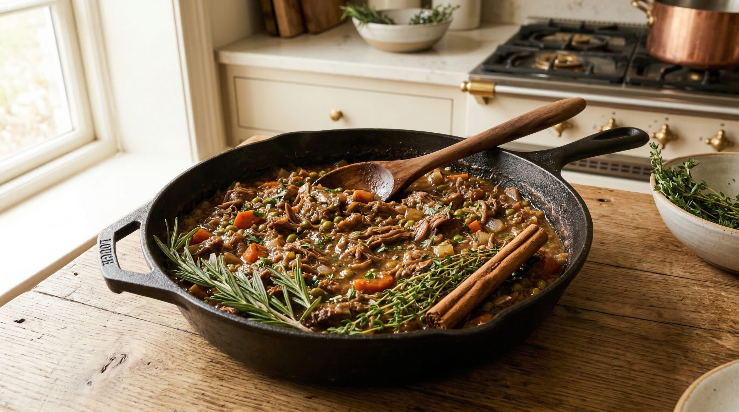 Ingredients for Shepherd's Pie with Sweet Potato arranged for preparation
