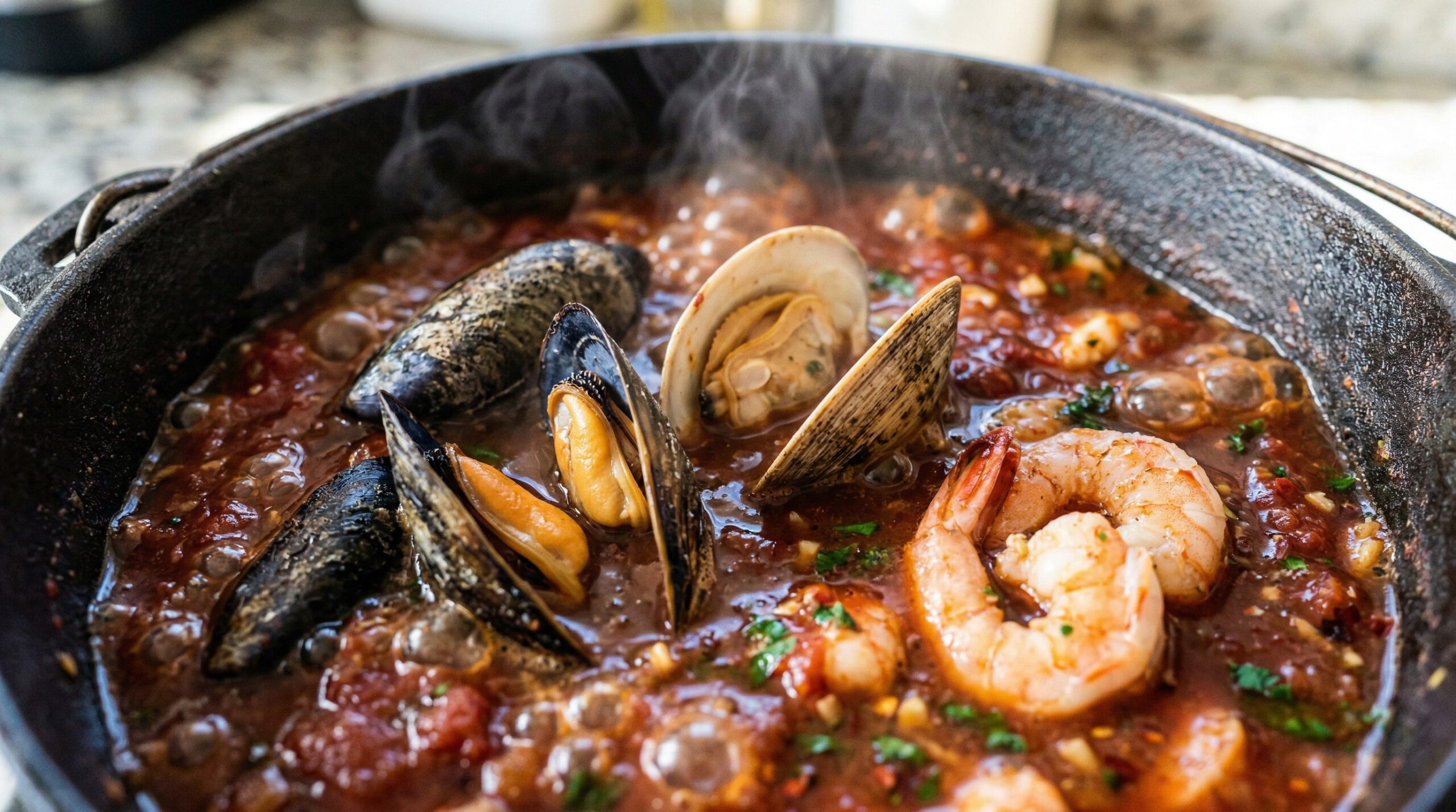 Coastal Seafood Stew being prepared