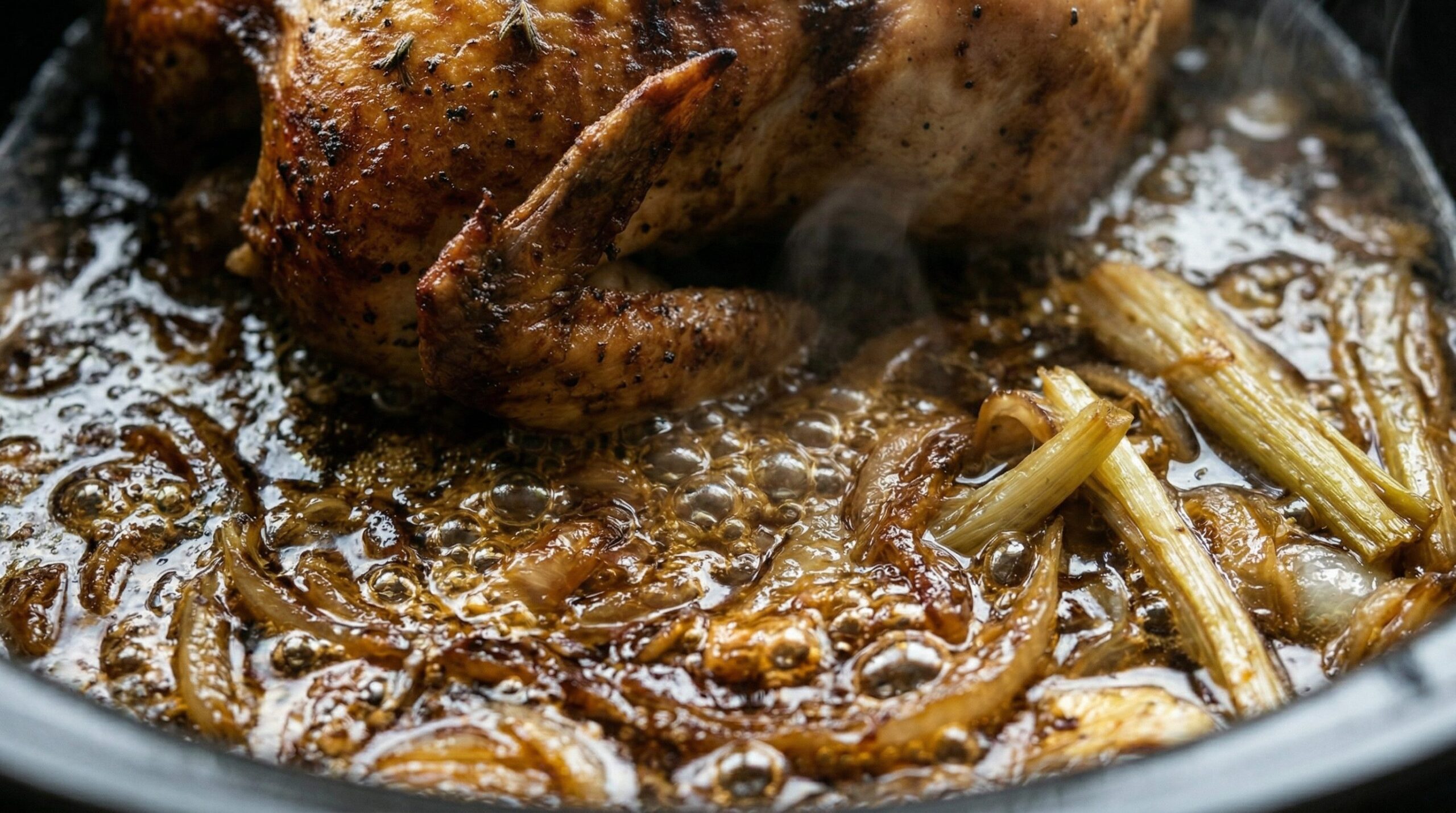 Slow Cooker Rotisserie Chicken being prepared