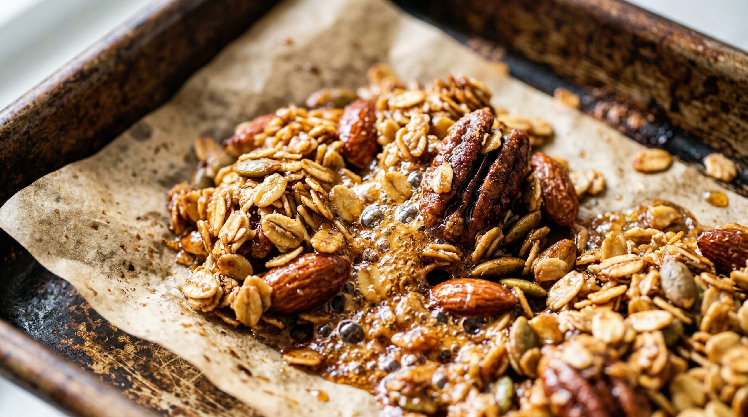 Pumpkin Spice Yogurt with Granola & Berries being prepared