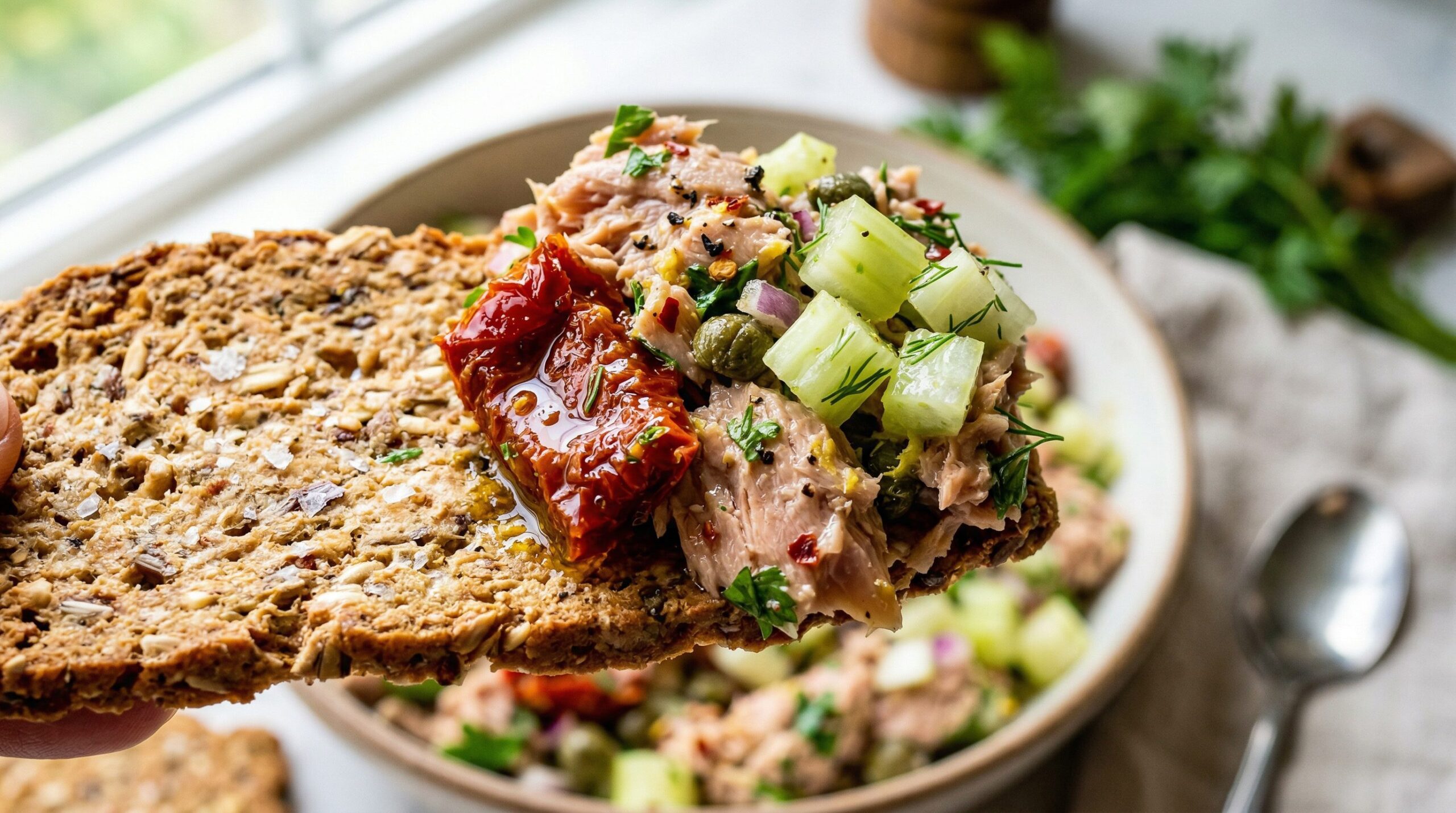 Flaked tuna gently folded with a lemon citrus dressing to keep distinct texture