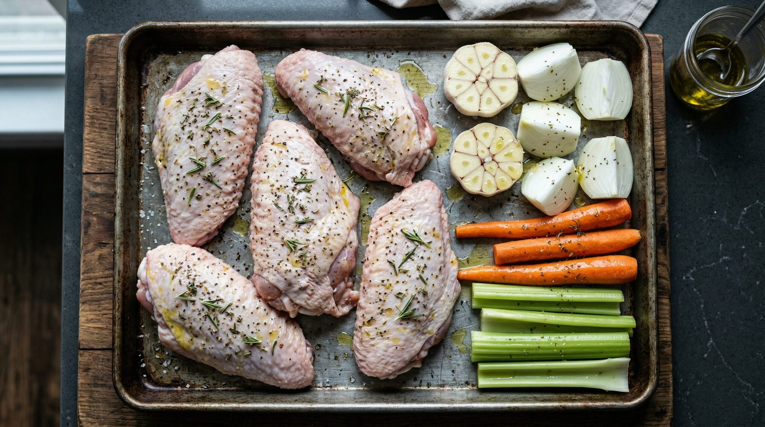 Ingredients for Master Turkey Gravy arranged for preparation
