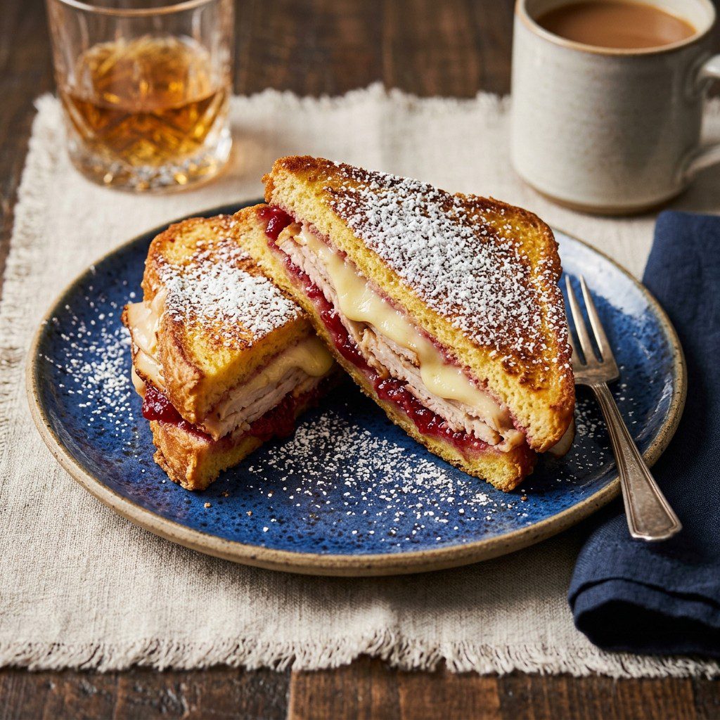 Stunning plated serving of Turkey and Cranberry Monte Cristo Sandwich, a chef-tested recipe by Chef Jorj Morgan.