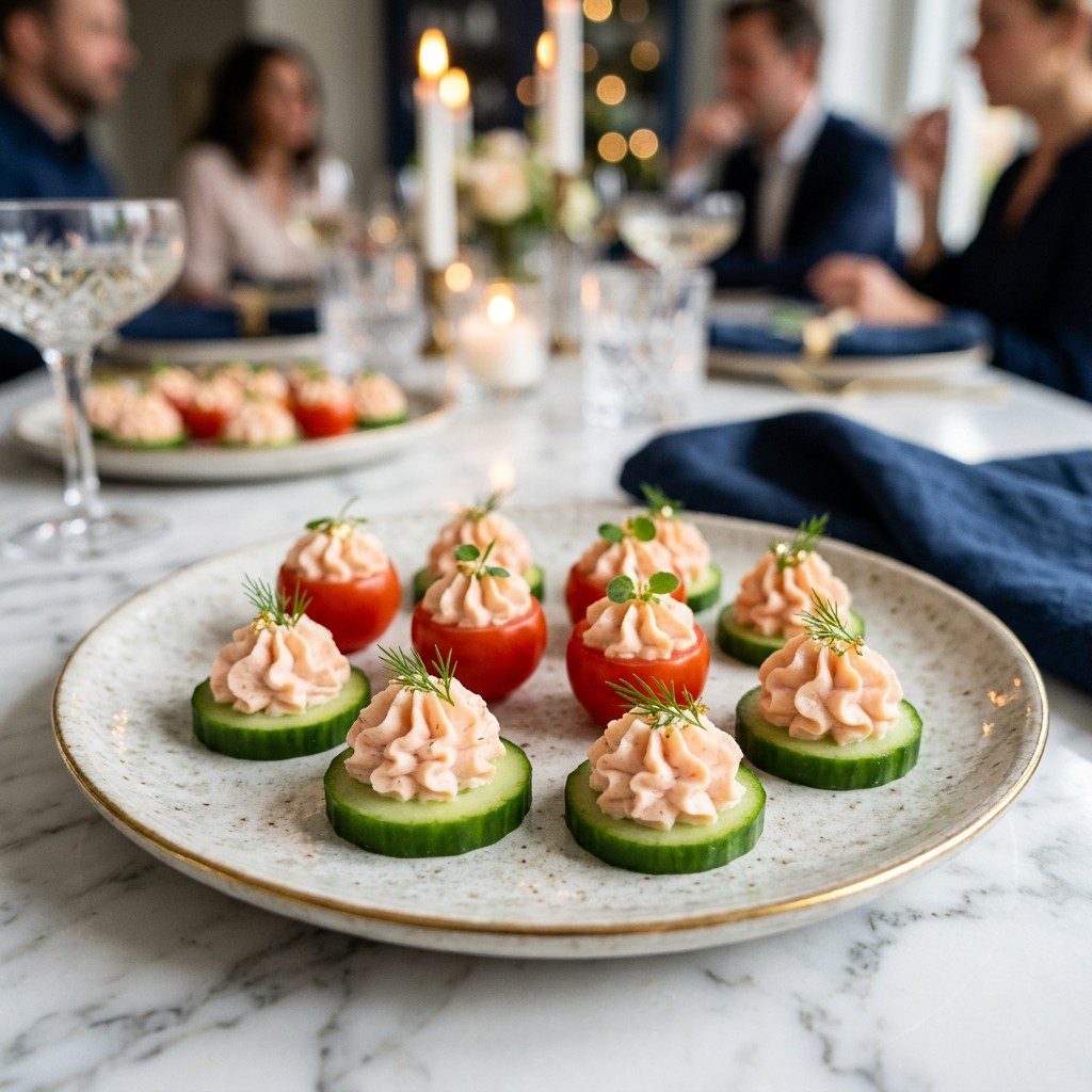 Stunning plated serving of Salmon Mousse, a chef-tested recipe by Chef Jorj Morgan.
